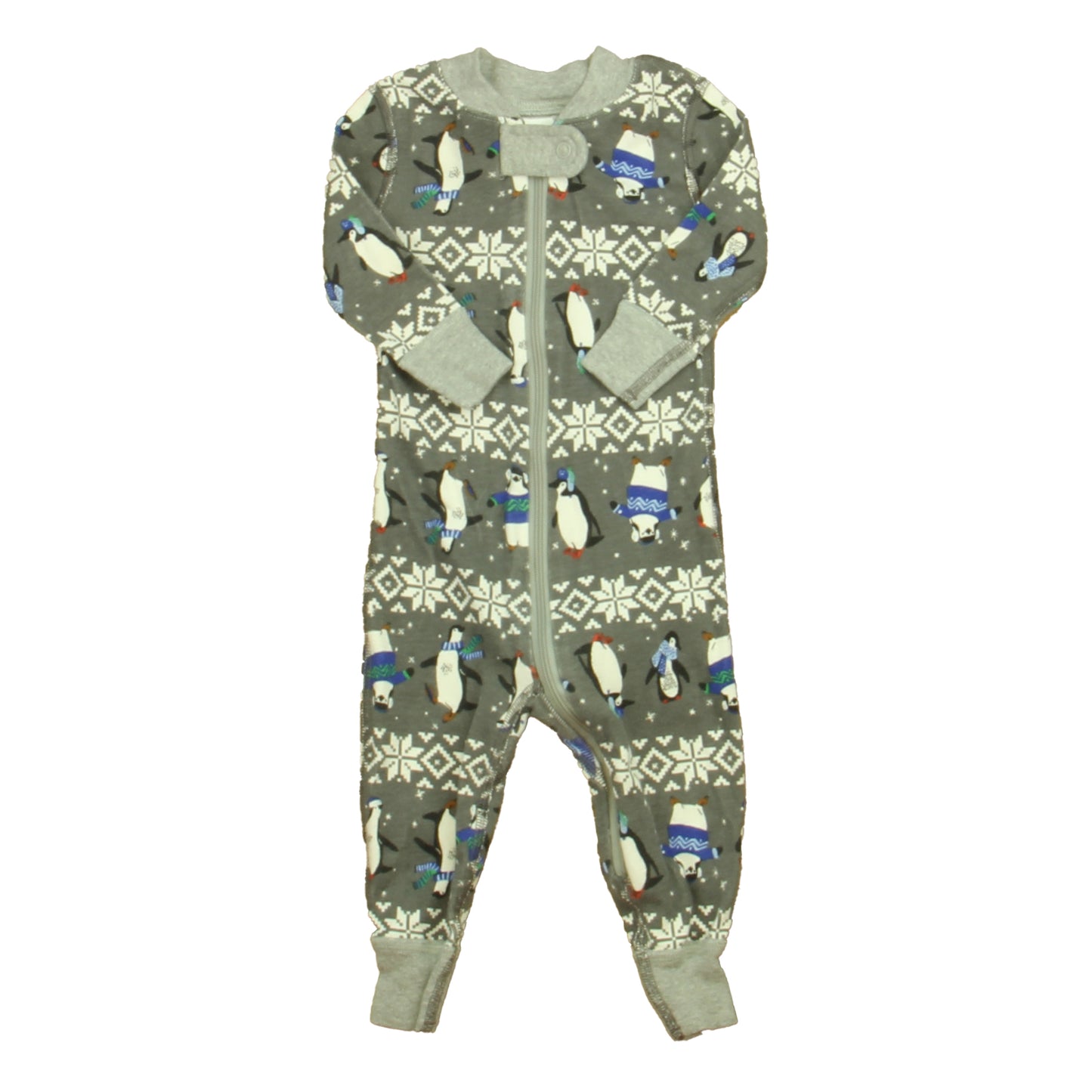 Hanna Andersson Boys Gray | White Penguins 1-piece Non-footed Pajamas Size: 3-6 Months Gray | White Penguins