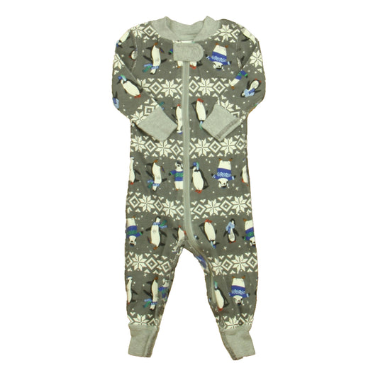Hanna Andersson Boys Gray | White Penguins 1-piece Non-footed Pajamas Size: 3-6 Months Gray | White Penguins