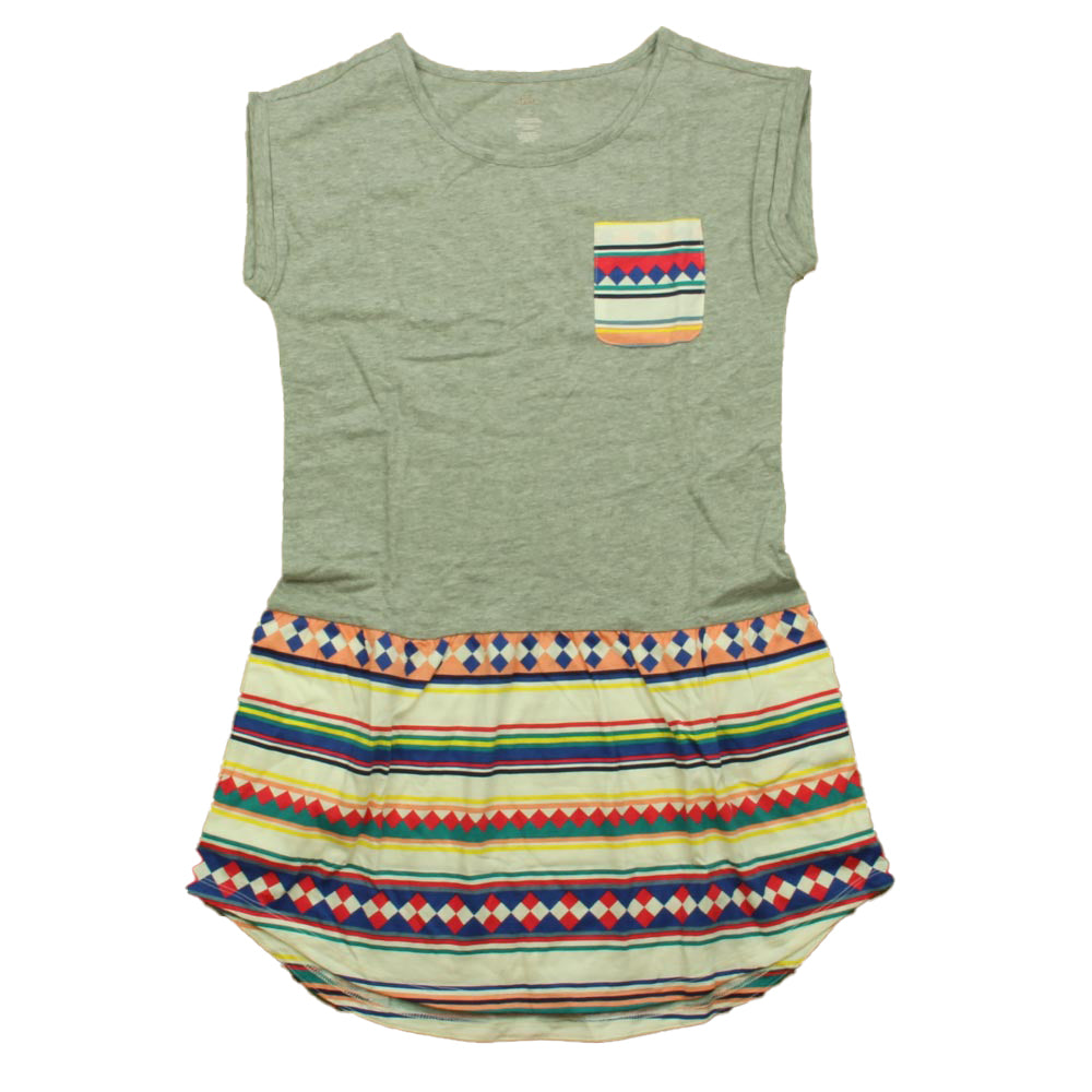 Tea Collection Girls Gray | White Stripe Dress Size: 12 Years Gray | White Stripe