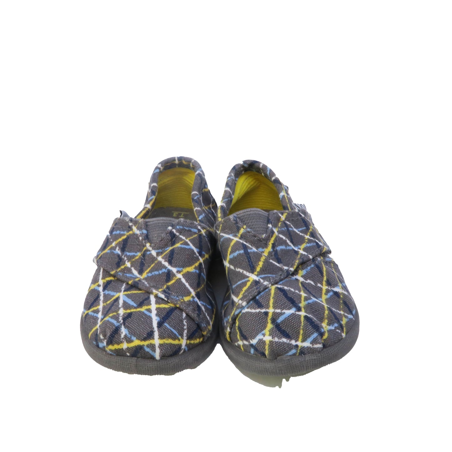Toms Unisex Gray | White | Yellow Shoes Size: 5 Toddler Gray | White | Yellow