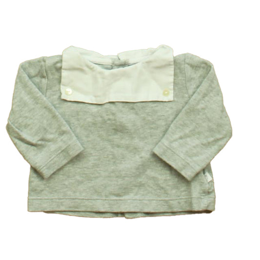 Jacadi Boys Gray | White Long Sleeve Shirt Size: 3 Months