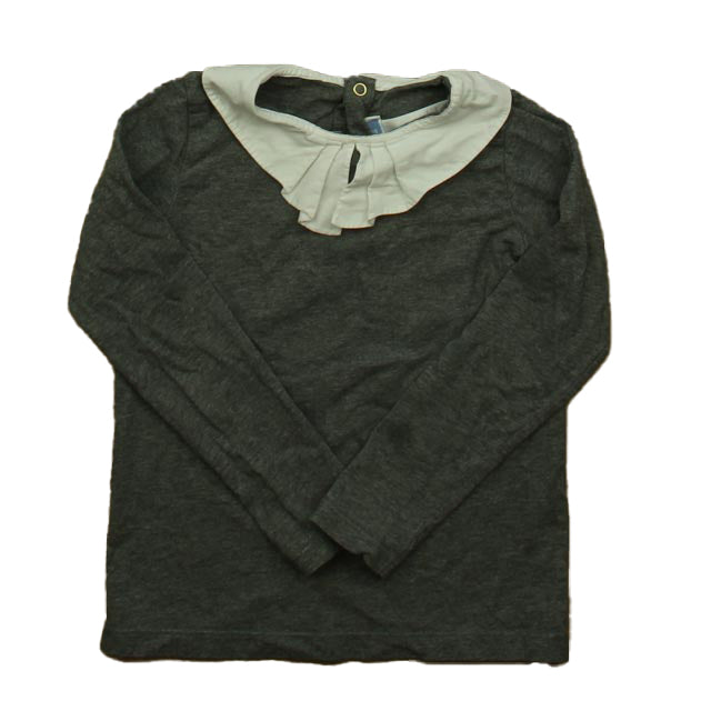 Jacadi Girls Gray | White Long Sleeve Shirt Size: 6 Years