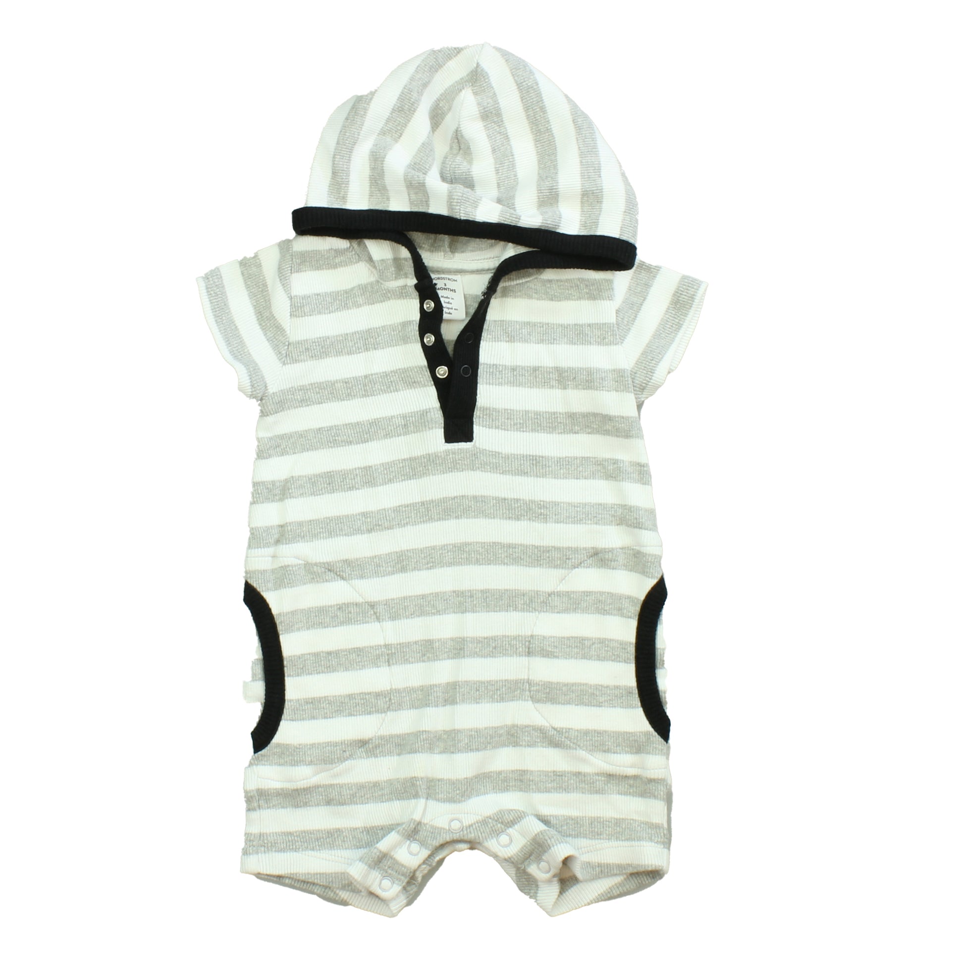 Nordstrom Boys Gray | White Romper Size: 3 Months Gray | White