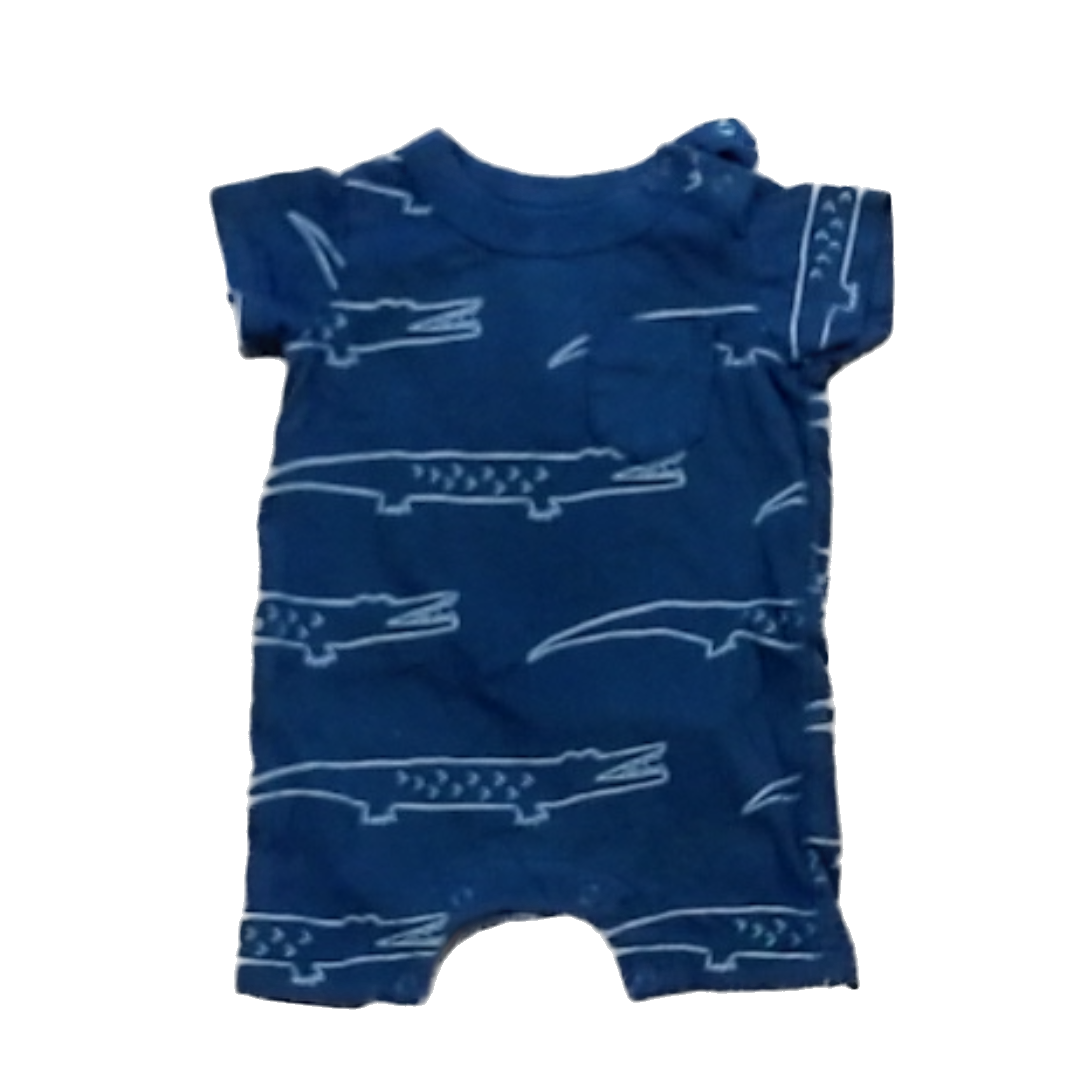 Tea Collection Boys Gray with Alligators Romper Size: 3-6 Months Gray with Alligators