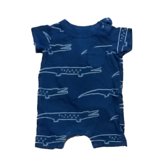 Tea Collection Boys Gray with Alligators Romper Size: 3-6 Months Gray with Alligators