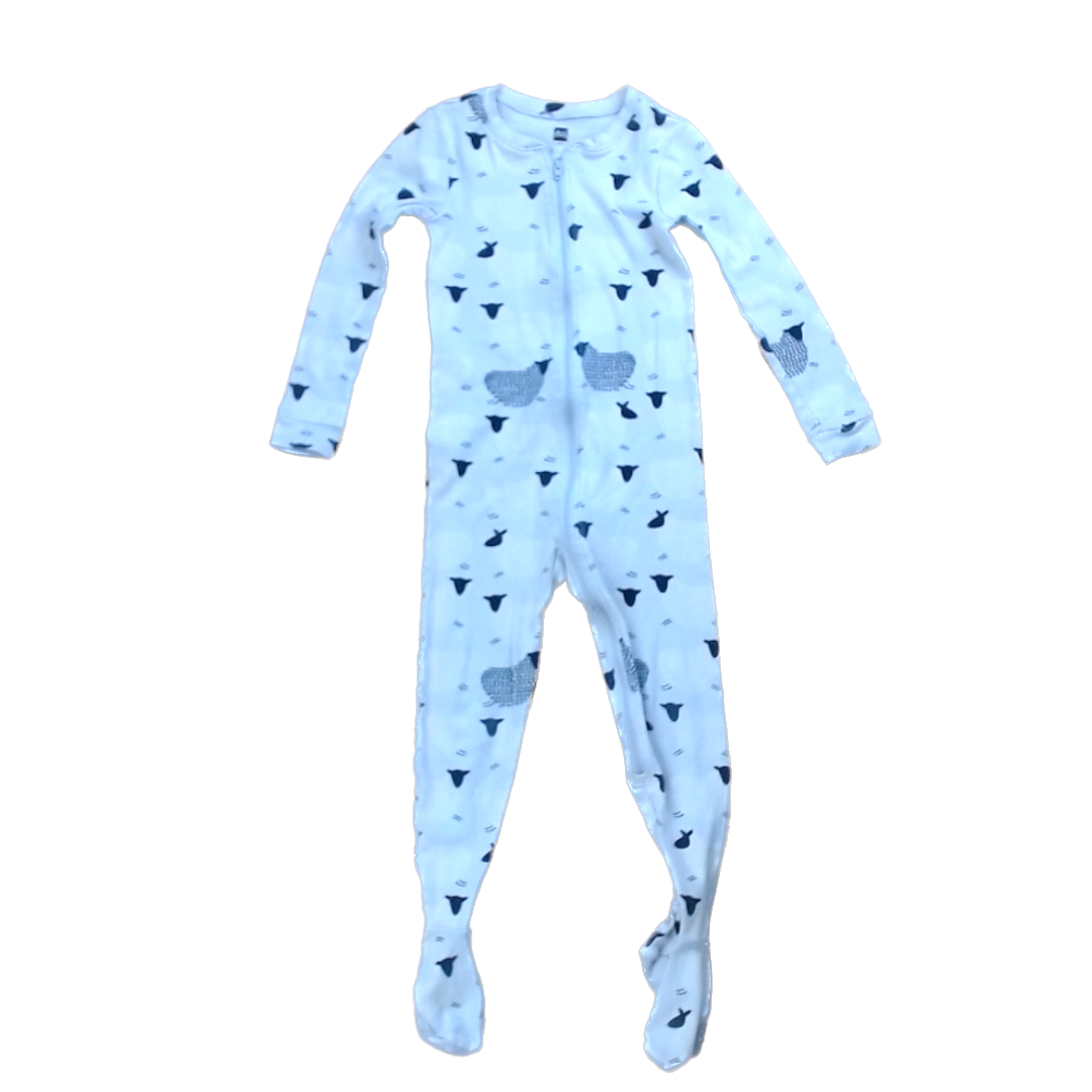 Tea Collection Unisex Gray with Sheep 1-piece footed Pajamas Size: 3T Gray with Sheep