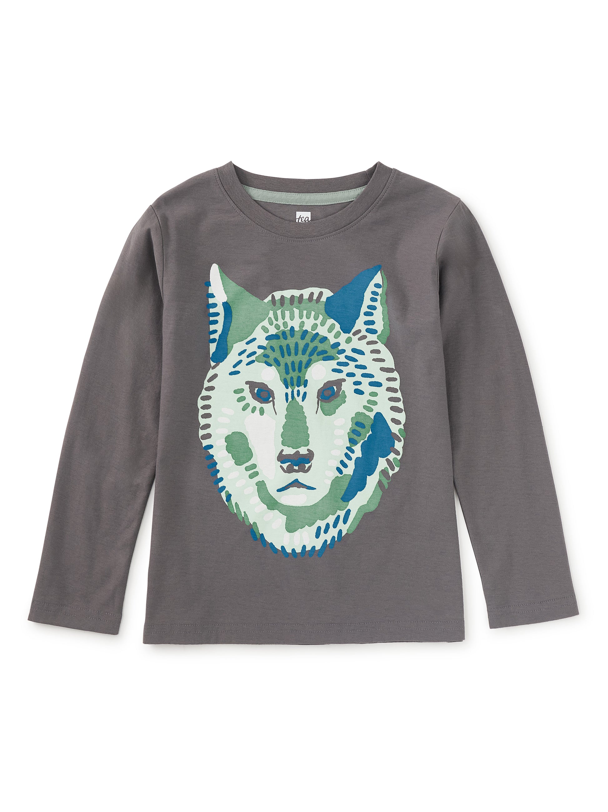 Tea Collection Boys Gray Wolf Long Sleeve T-Shirt Size: 5T Gray Wolf