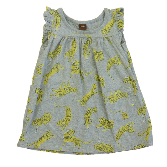 Tea Girls Gray | Yellow Lions Dress Size: 12-18 Months