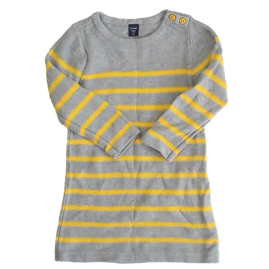 Gap Girls Gray | Yellow Stripe Sweater Dress Size: 2T Gray | Yellow Stripe