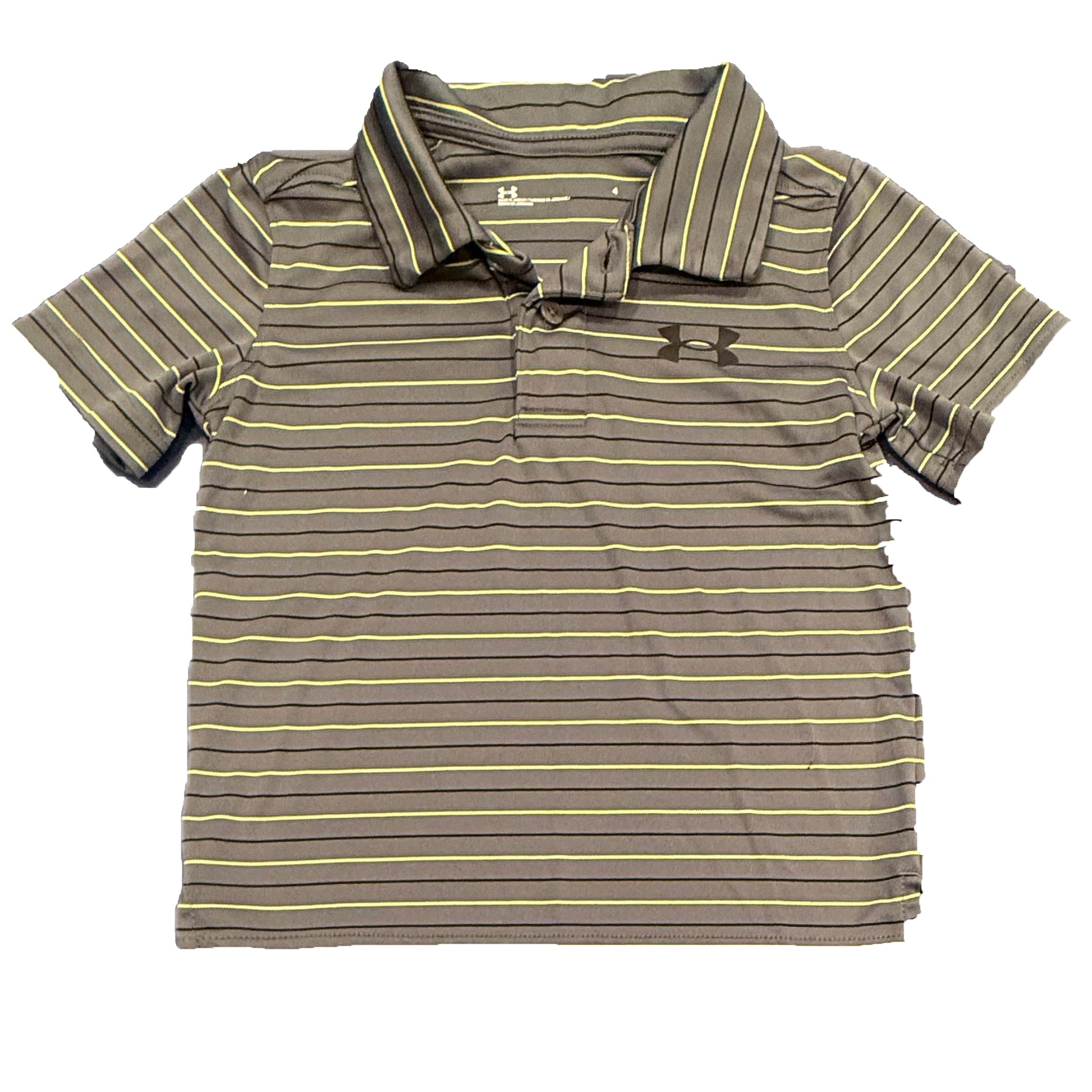 Under Armour Boys Gray | Yellow Stripe Polo Shirt Size: 4T Gray | Yellow Stripe