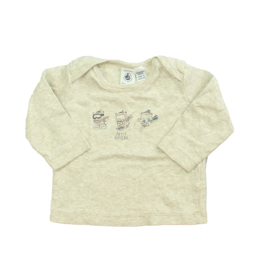 Petit Bateau Boys Gray Long Sleeve T-Shirt Size: 6 Months Gray