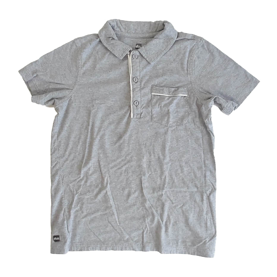 Tea Collection Boys Gray Polo Shirt Size: 12 Years Gray