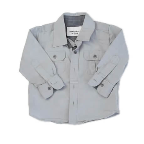 Paper Denim & Cloth Girls Gray Button Down Long Sleeve Size: 18 Months Gray