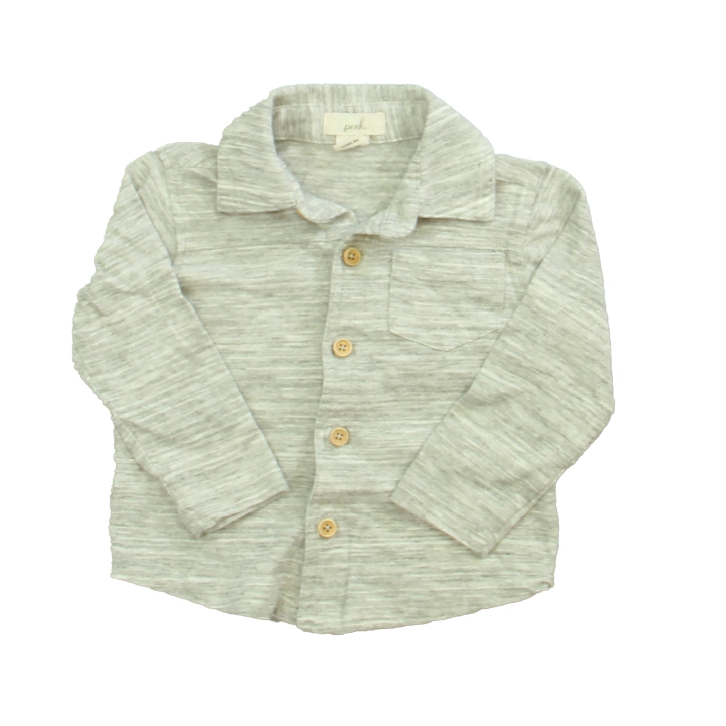 Peek Boys Gray Button Down Long Sleeve Size: 12 - 18 Months Gray