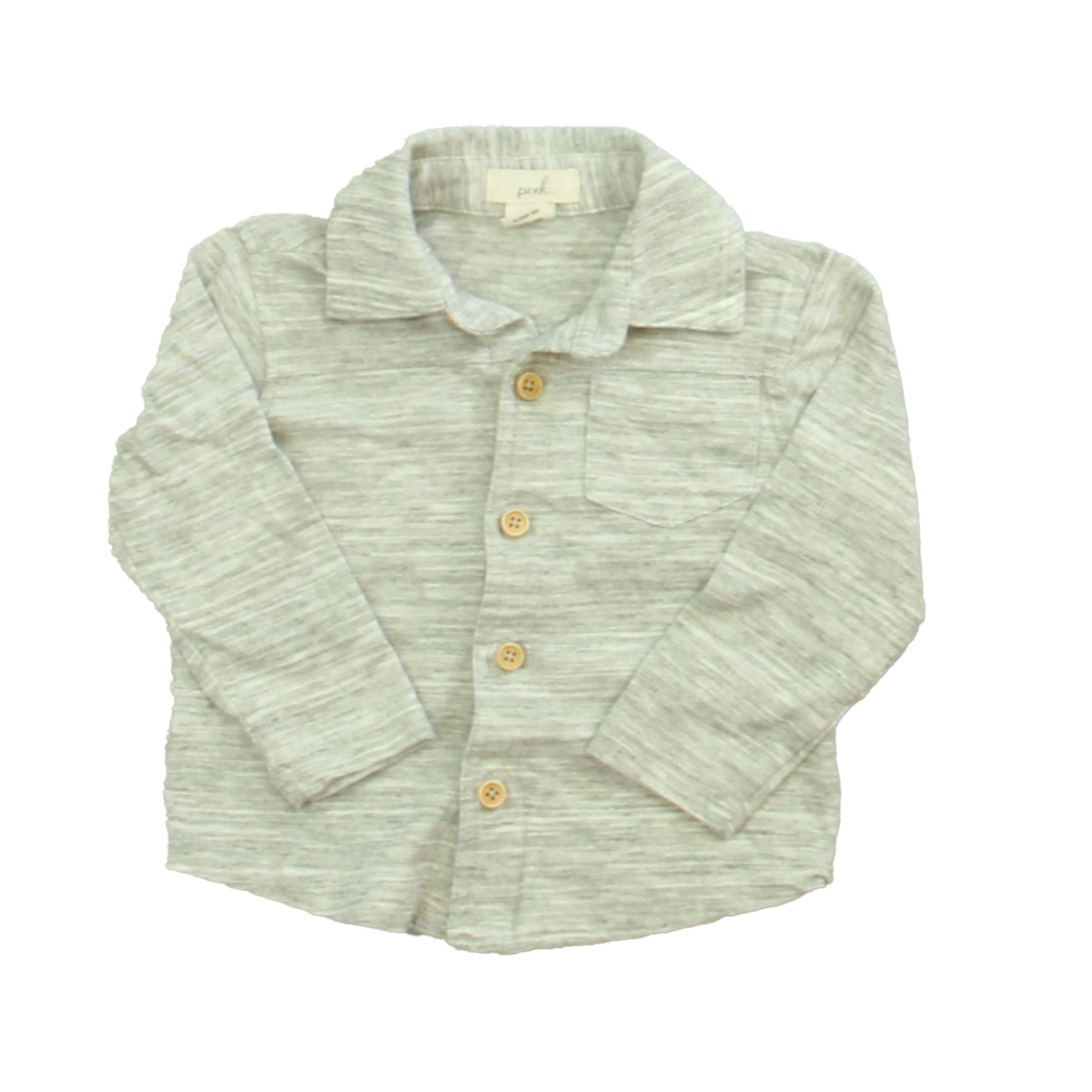 Peek Boys Gray Button Down Long Sleeve Size: 12 - 18 Months Gray