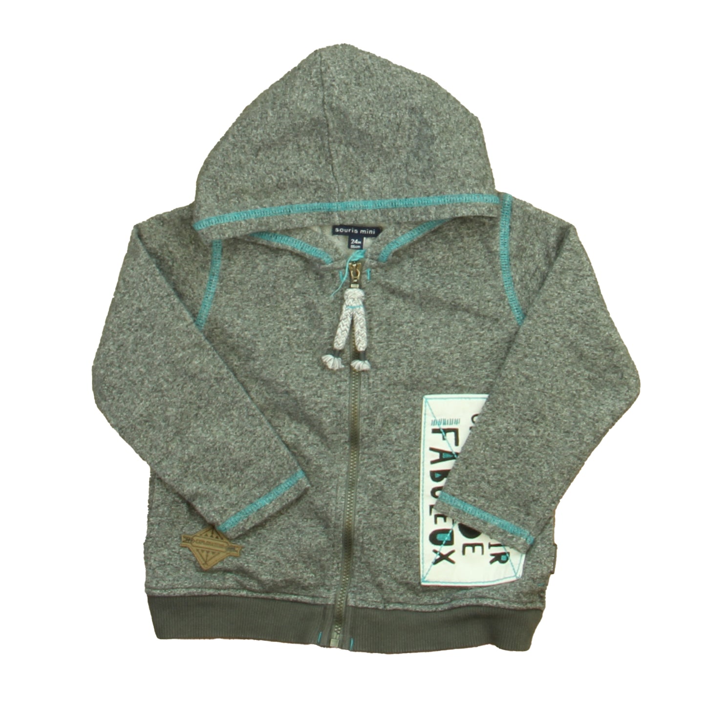 Souris Mini Boys Gray Hoodie Size: 24 Months