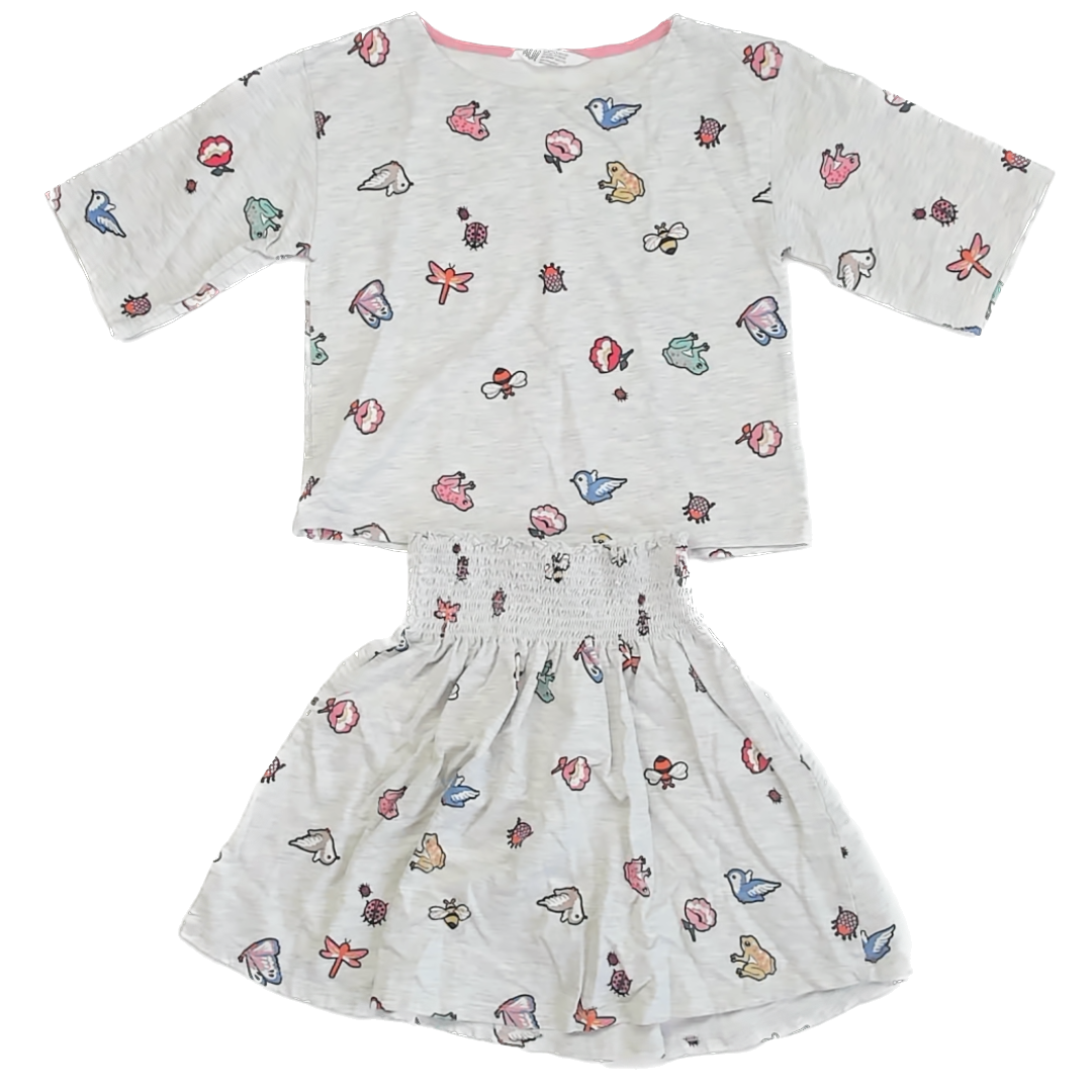 H&M Girls Gray Apparel Sets Size: 8-10 Years Gray