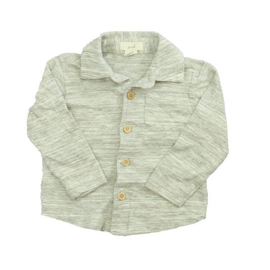 Peek Boys Gray Button Down Long Sleeve Size: 12 - 18 Months Gray