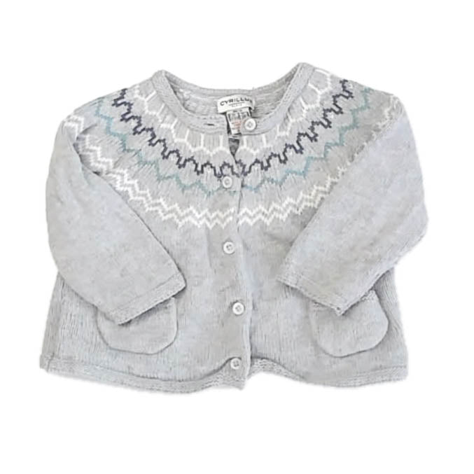 Cyrillus Girls Gray Cardigan Size: 9 Months Gray