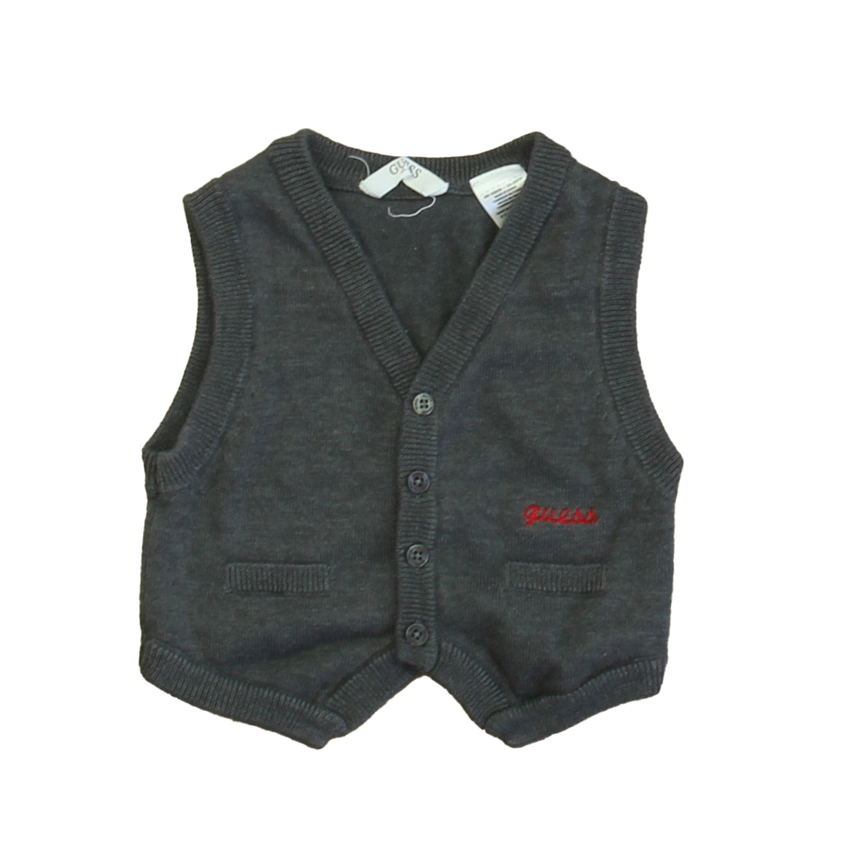 Guess Boys Gray Sweater Vest Size: 12 Months Gray
