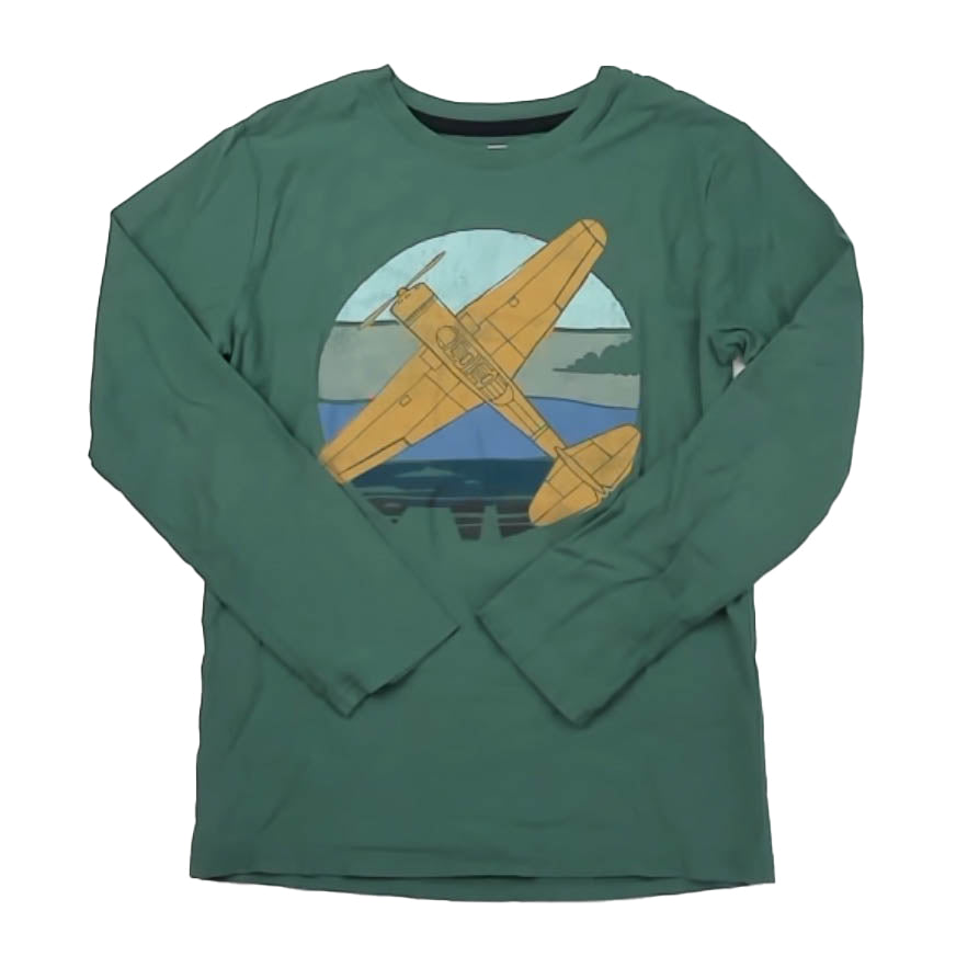 Tea Collection Boys Green Airplane Long Sleeve T-Shirt Size: 12 Years Green Airplane