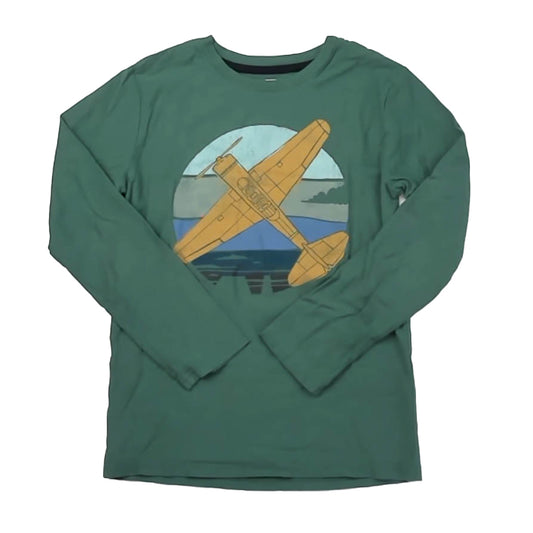 Tea Collection Boys Green Airplane Long Sleeve T-Shirt Size: 12 Years Green Airplane