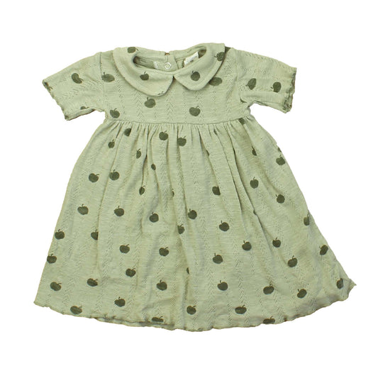 Kate Quinn Organics Girls Green | Apples Dress Size: 6-12 Months Green | Apples