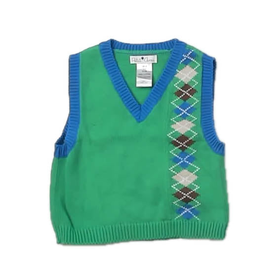 Petit Ami Girls Green Argyle Sweater Vest Size: 18 Months Green Argyle