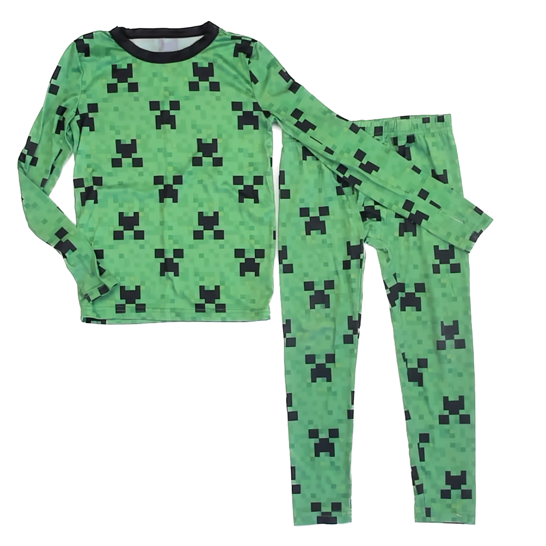 Minecraft Boys Green Baselayer Apparel Sets Size: XS Green Baselayer