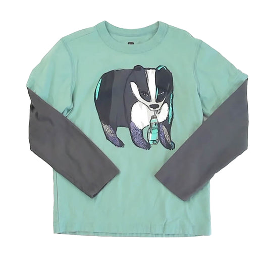 Tea Collection Boys Green Bear Long Sleeve T-Shirt Size: 7 Years Green Bear