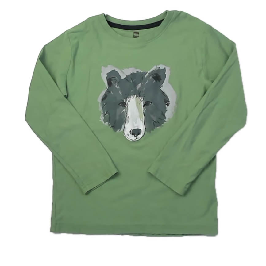 Tea Collection Boys Green Bear Long Sleeve T-Shirt Size: 8 Years Green Bear