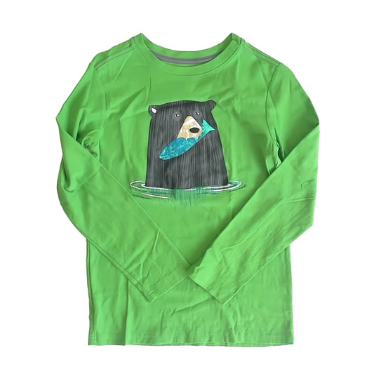 Tea Collection Boys Green Bear Long Sleeve T-Shirt Size: 10 Years Green Bear