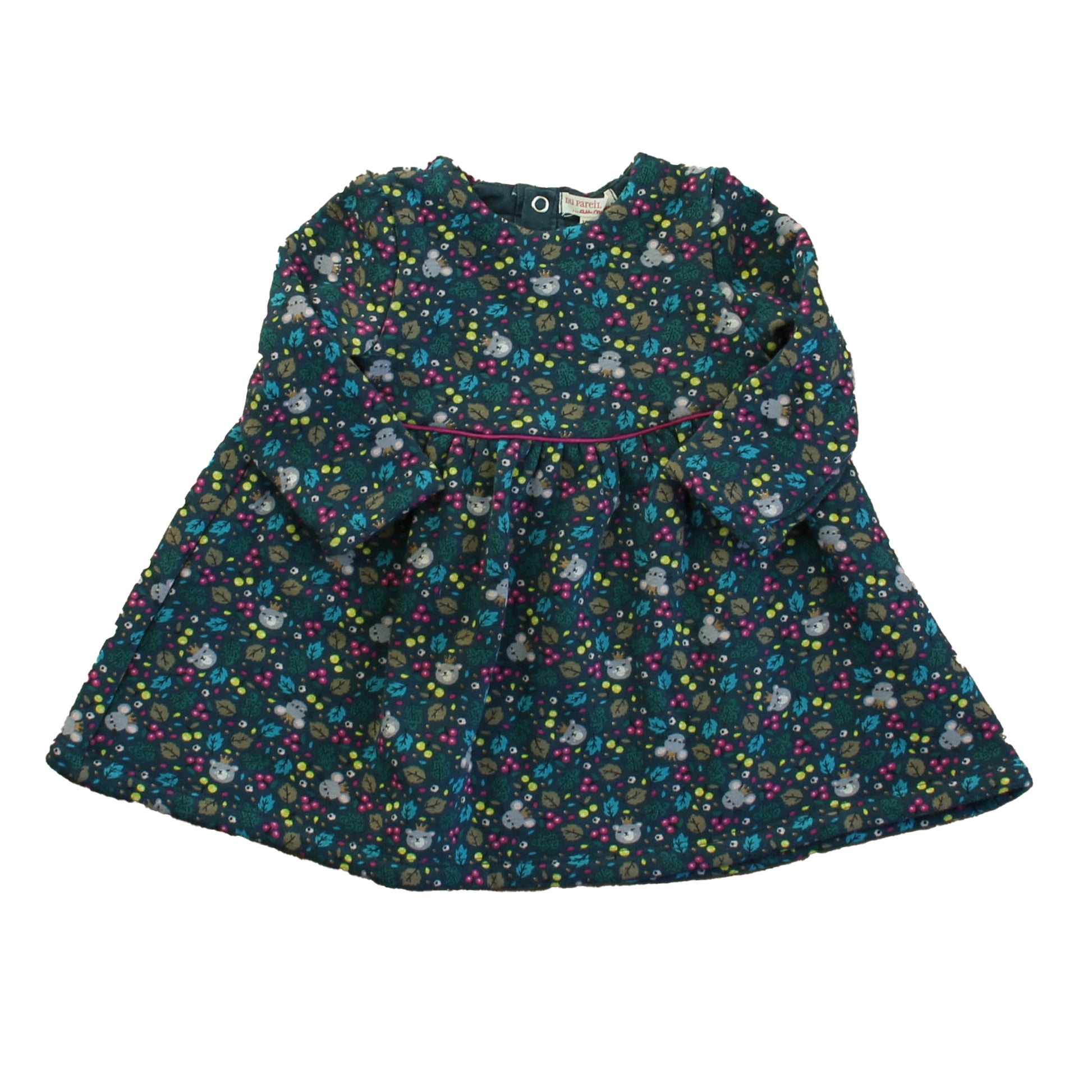 Du Pareil Girls Green Bears Dress Size: 18 Months Green Bears