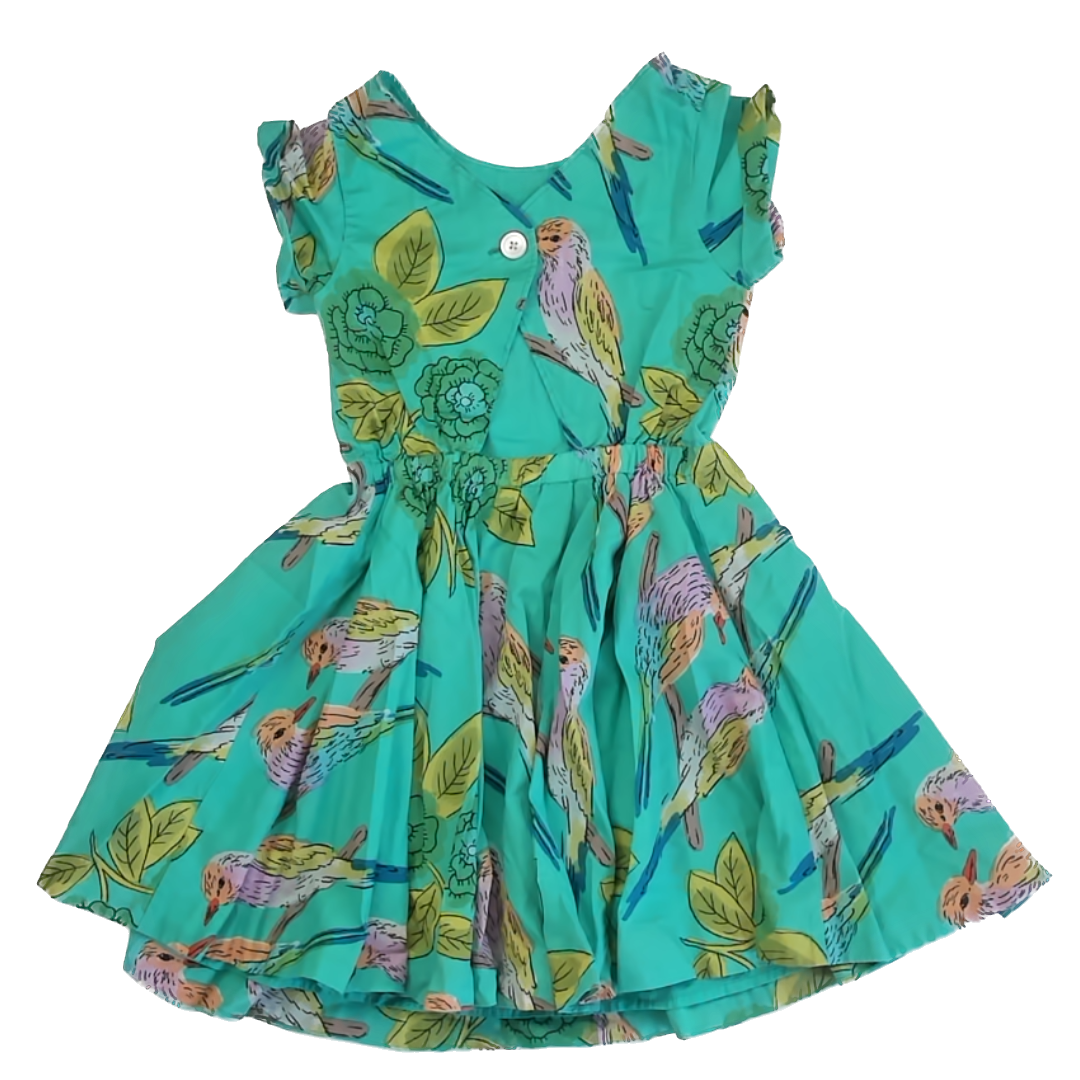 Tea Collection Girls Green | Birds Dress Size: 10 Years Green | Birds
