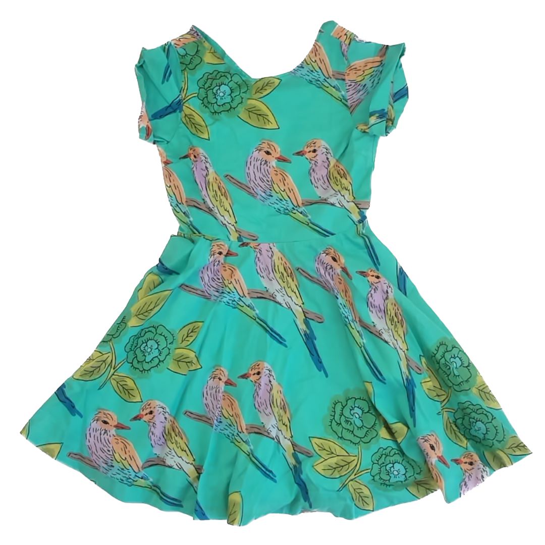 Tea Collection Girls Green | Birds Dress Size: 10 Years Green | Birds