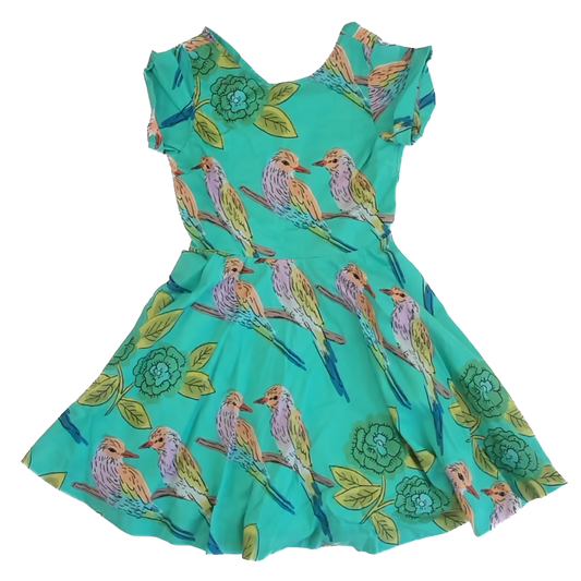 Tea Collection Girls Green | Birds Dress Size: 10 Years Green | Birds