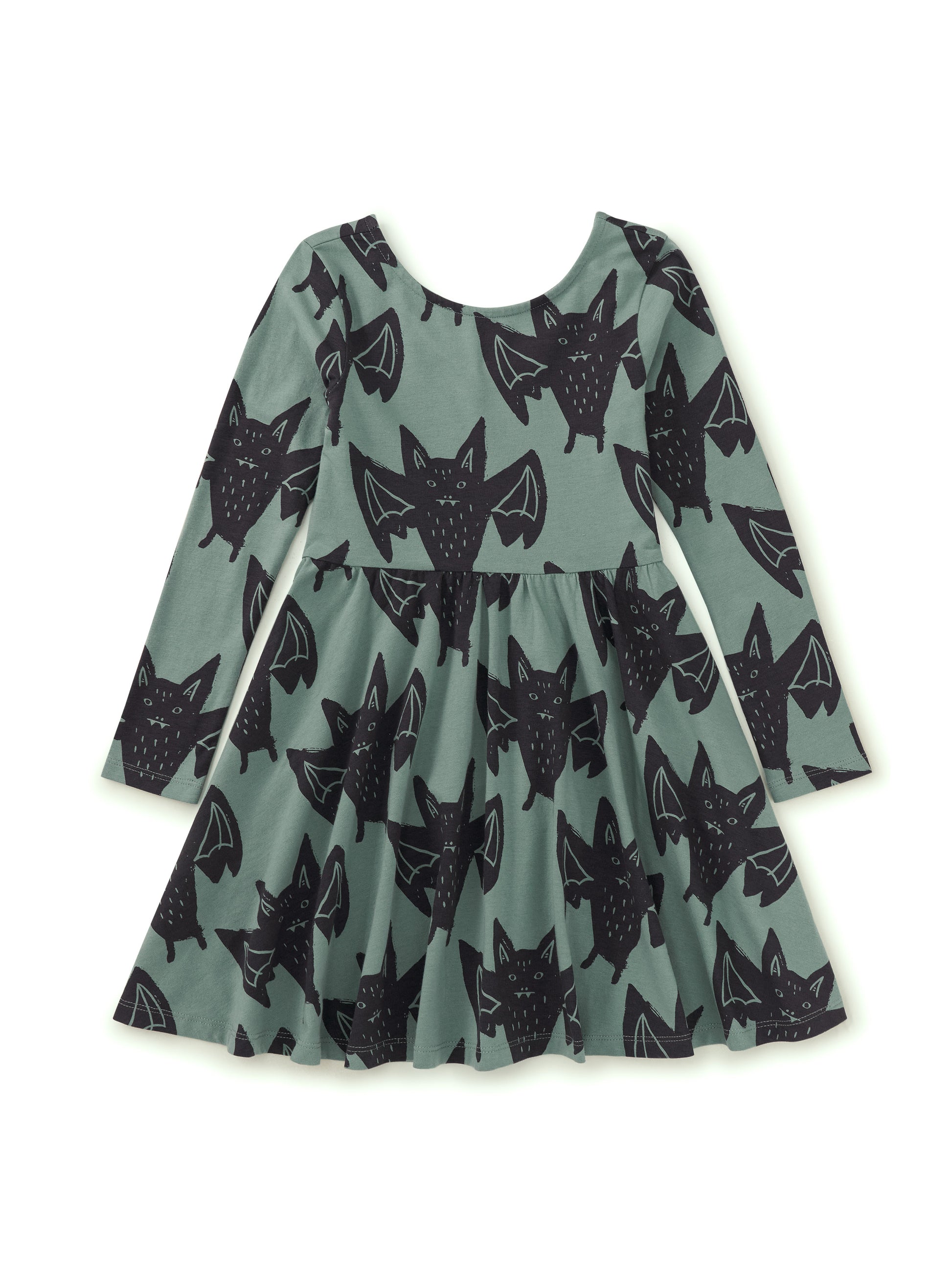 Tea Collection Girls Green | Black Bats Dress Size: 10 Years Green | Black Bats