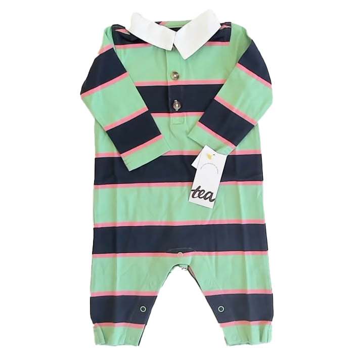 Tea Collection Boys Green | Black | Pink Romper Size: 0-3 Months Green | Black | Pink