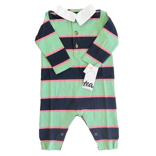Tea Collection Boys Green | Black | Pink Romper Size: 0-3 Months Green | Black | Pink