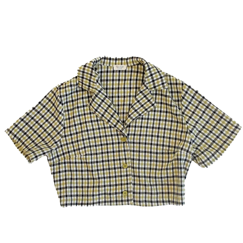 John Galt Girls Green | Black Plaid Blouse Size: One Size Green | Black Plaid