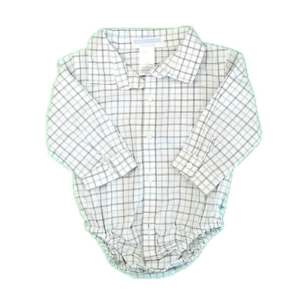 Janie and Jack Boys Green | Black Plaid Onesie Size: 6-12 Months Green | Black Plaid