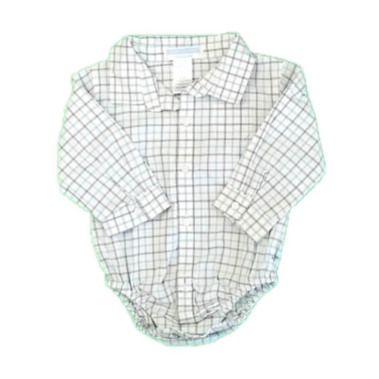 Janie and Jack Boys Green | Black Plaid Onesie Size: 6-12 Months Green | Black Plaid
