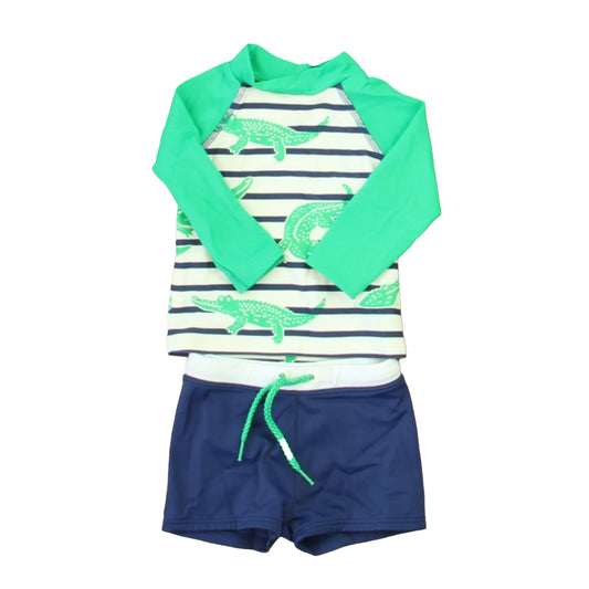 Boden Boys Green | Blue Alligators 2-piece Swimsuit Size: 3-6 Months Green | Blue Alligators