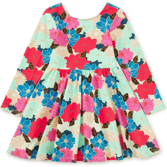 Tea Collection Girls Green | Blue Floral Dress Size: 5T Green | Blue Floral