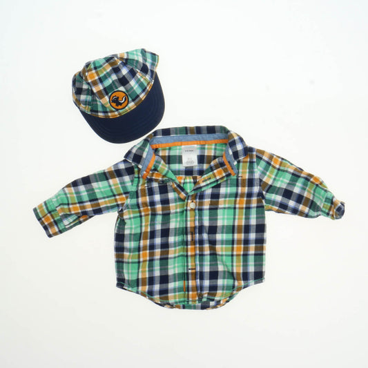 Gymboree Boys Green| Blue | Orange | Plaid Button Down Long Sleeve Size: 3-6M Green| Blue | Orange | Plaid