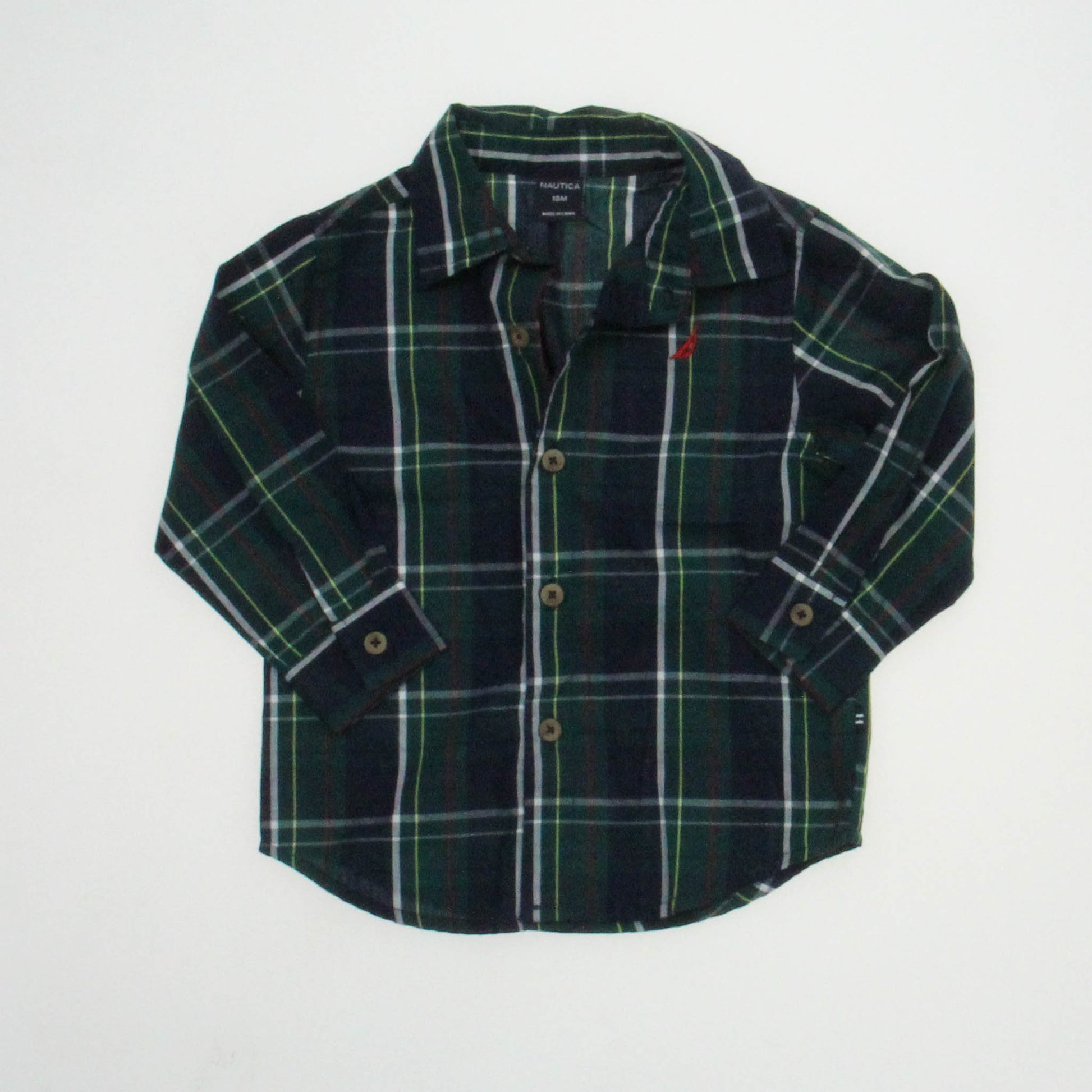 Nautica Boys Green | Blue | Plaid Button Down Long Sleeve Size: 18 Months Green | Blue | Plaid