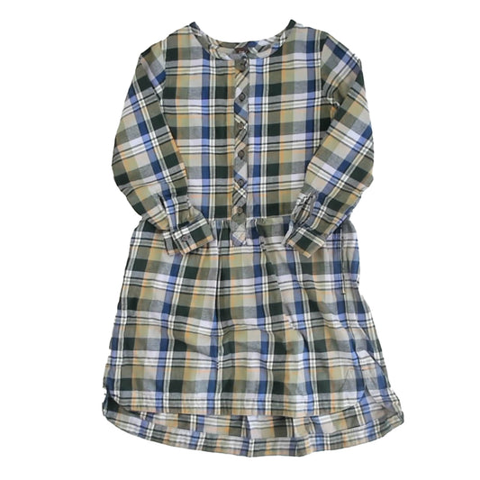 Tea Collection Girls Green | Blue Plaid Dress Size: 7 Years Green | Blue Plaid
