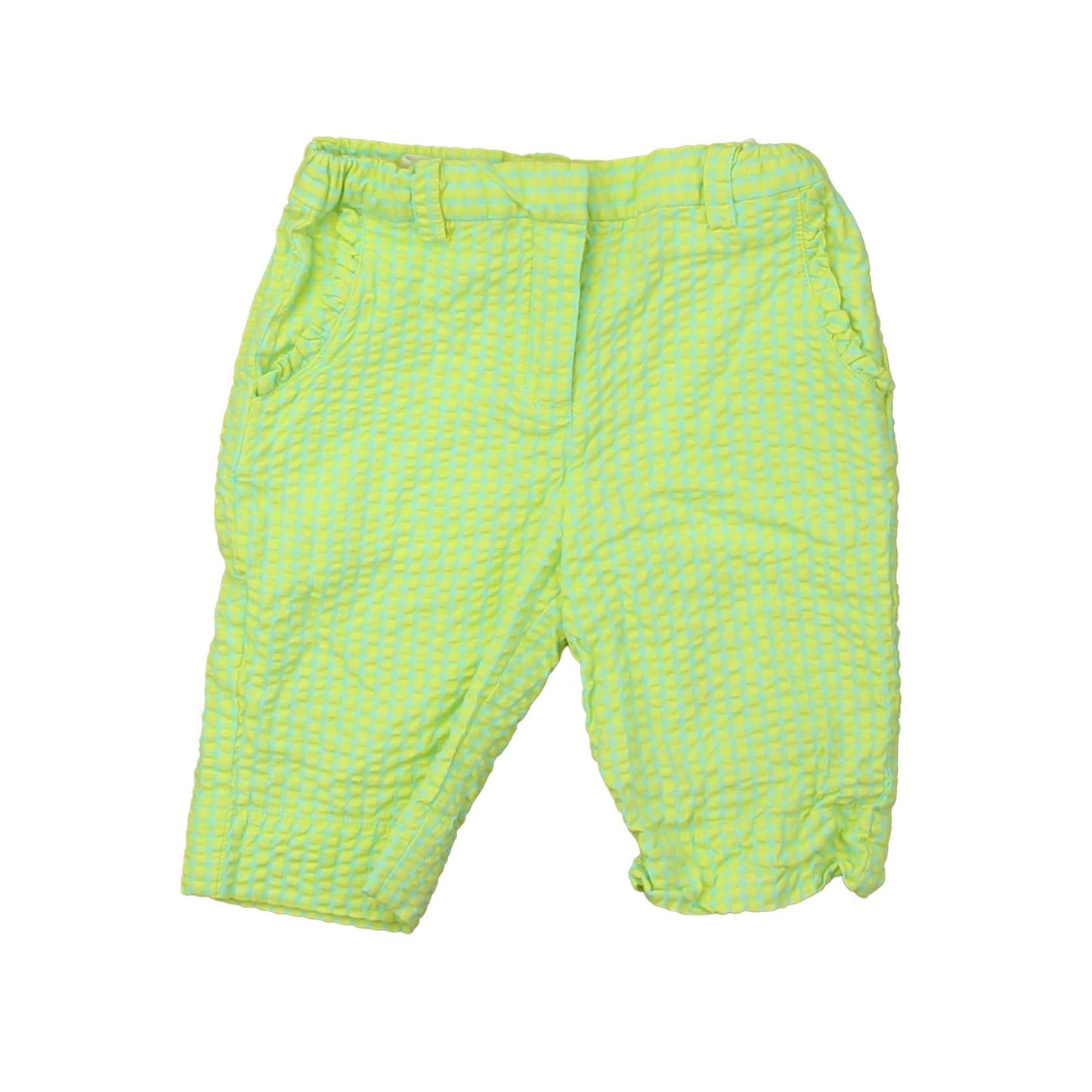 Onekid Girls Green | Blue | Seersucker Shorts Size: 4T Green | Blue | Seersucker