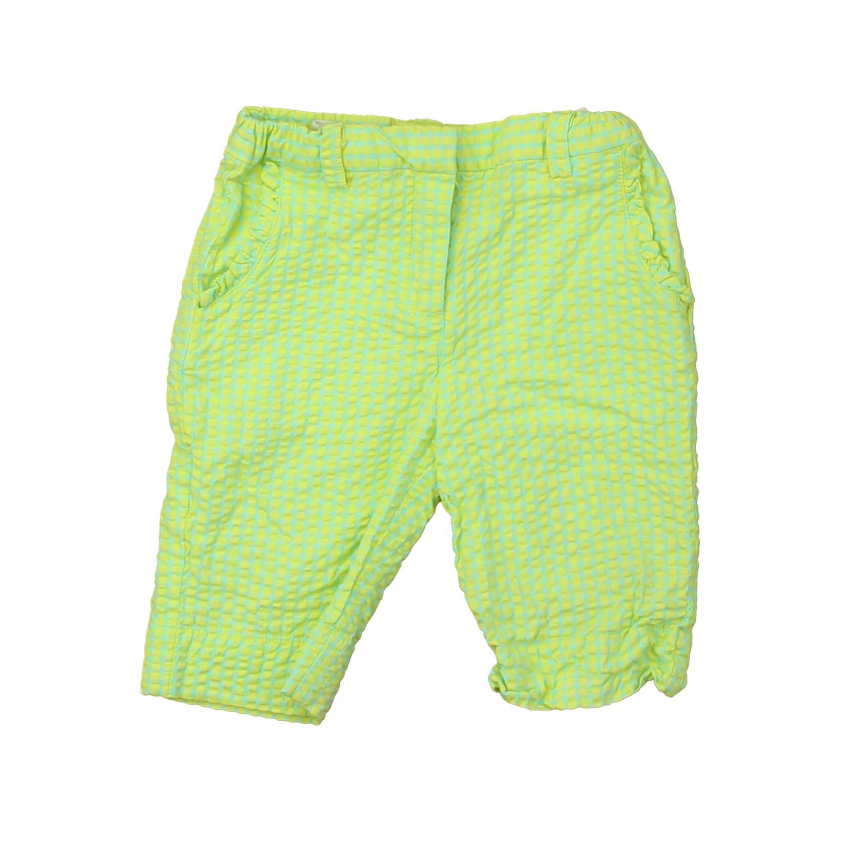 Onekid Girls Green | Blue | Seersucker Shorts Size: 4T Green | Blue | Seersucker
