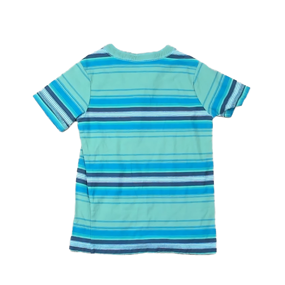 Tea Collection Boys Green | Blue Stripe Short Sleeve Tops Size: 6 Years Green | Blue Stripe